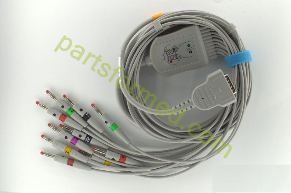 Кабель пациента (отведений, ЭКГ) для электрокардиографов  MAC 400 / 500 / 800 / 1100 / 1200 разборный 