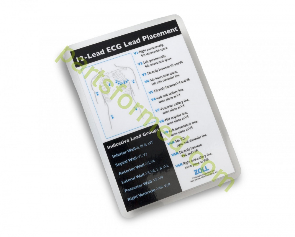 9652-0605-01 ZOLL 12-Lead ECG بطاقات مرجعية للجيب لجهاز مزيل الرجفان ZOLL ME-Series