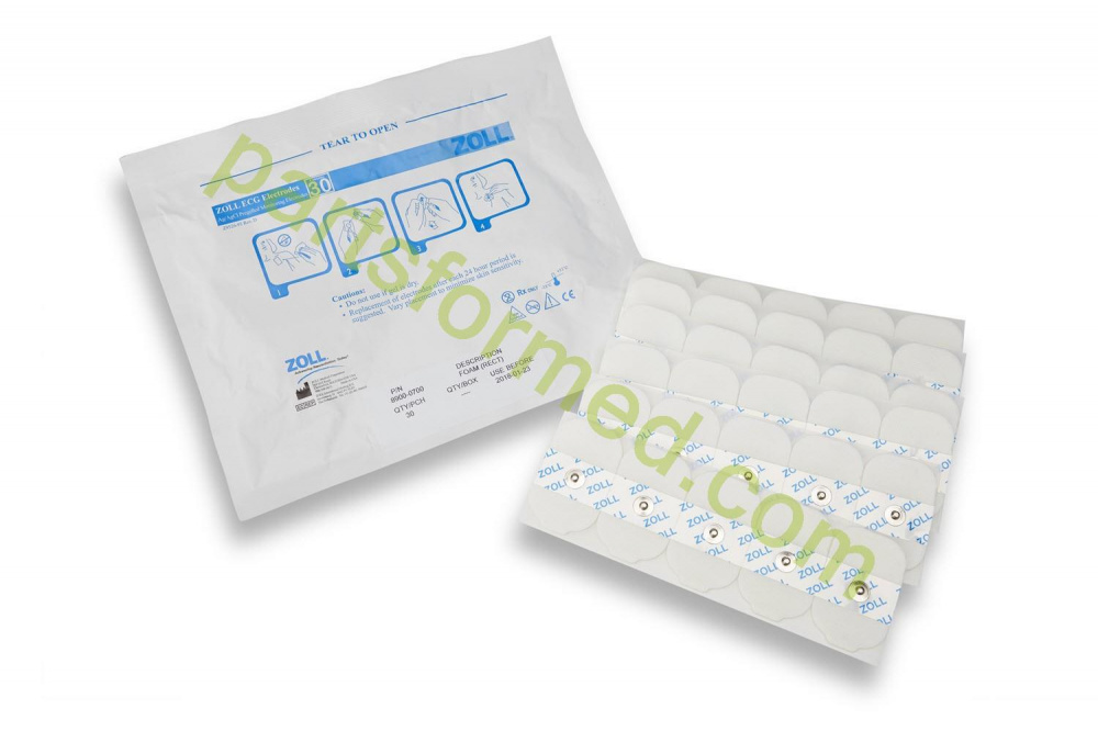 8900-0700 Elettrodi rettangolari ZOLL 30 ECG, 6 strisce da 5 per busta/600 per custodia per defibrillatore ZOLL serie MREX