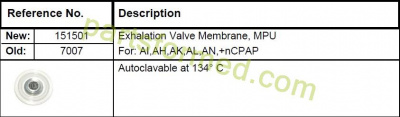 Acutronic 151501, 7007 exhalation valve membrane for Fabian HFO 